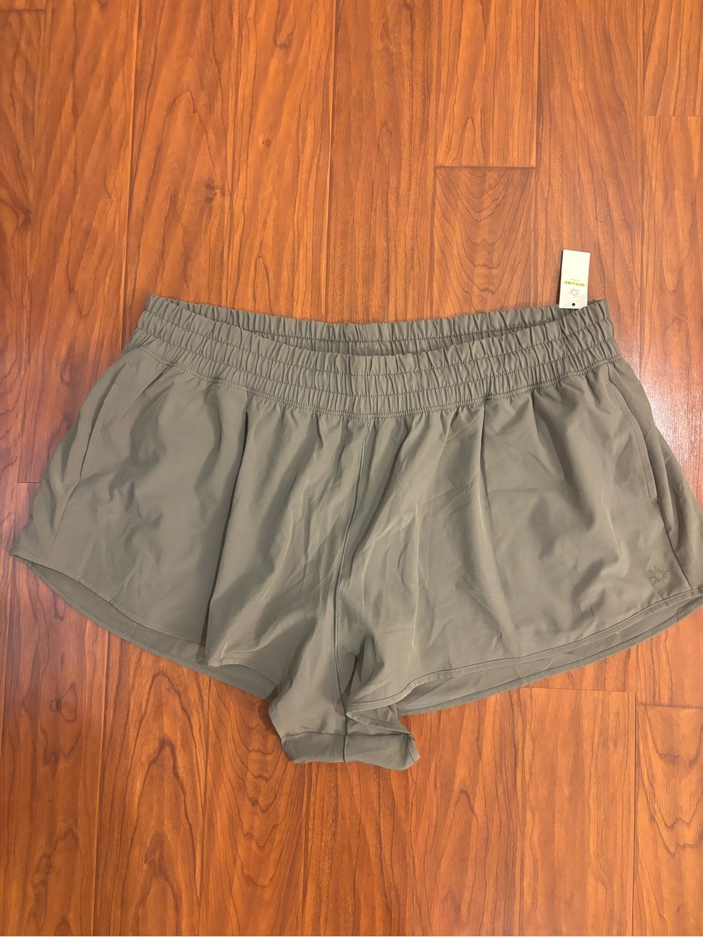 NWT Aerie Athletic Shorts Women XL Olive Green Built in Liner Elastic Waist